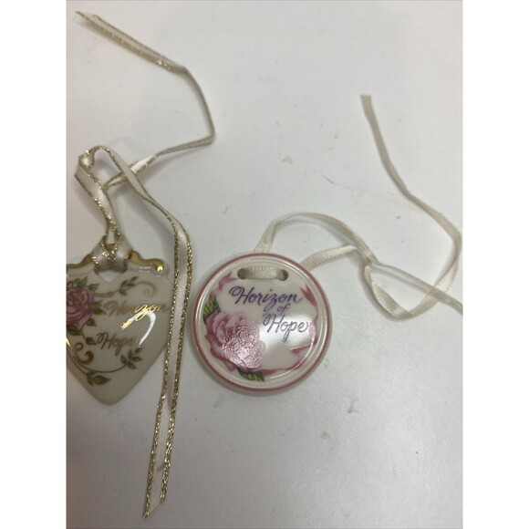 2 LONGABERGER Basket Horizon of Hope Heart Shape, Round Ceramic Tie On - Picture 3 of 5